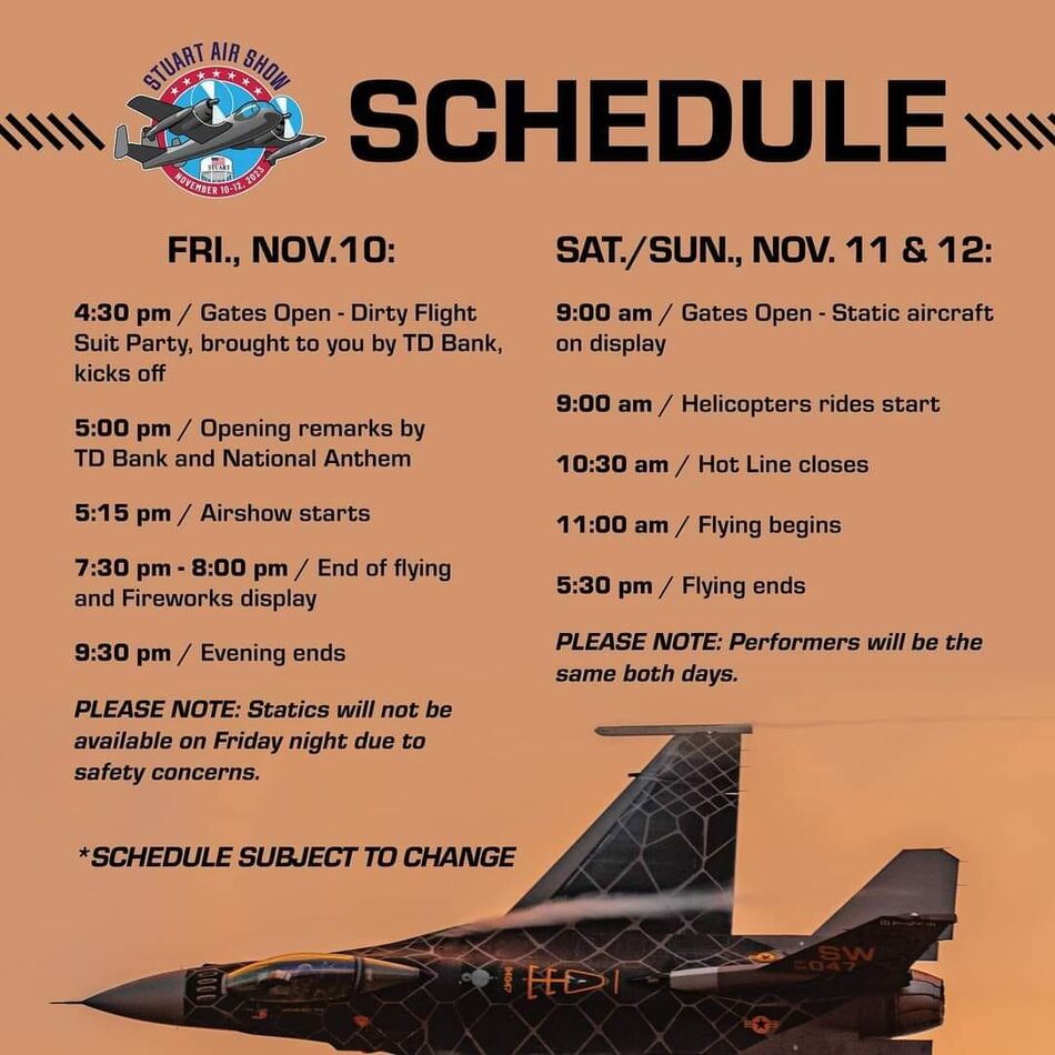 schedule on Stuart Air Show's sm10...